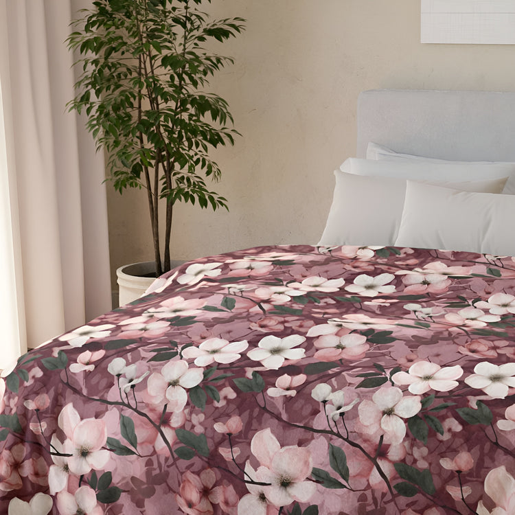 An image of our dogwood floral throw suitable for sofas and beds