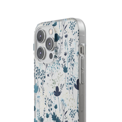 Serene Blue Wildflower Phone Case - Elegant White Background Design - Spring Collection - Flexi Cases Phone Case Pattern Symphony   