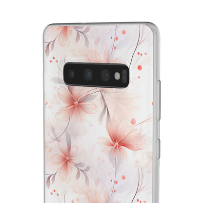 Whispering Petals: Subtle Grey & Pastel Red Gradient Phone Case