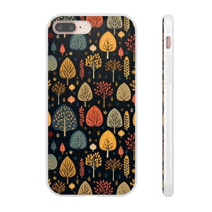 Mid-Century Mosaic: Dappled Leaves and Folk Imagery - Flexible Phone Case