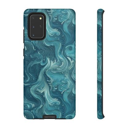 Azure Depths: Layered Blue Topographic Design Tough Phone Case