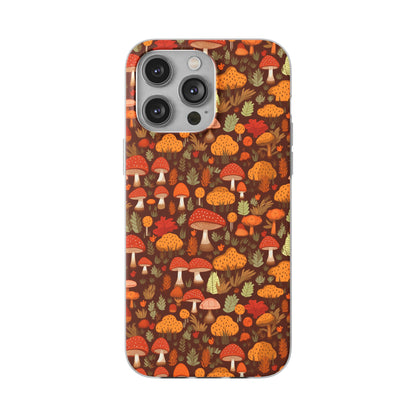 Autumn Spore Wonderland: Enchanting Mushroom and Leaf Designs - Flexible Phone Case