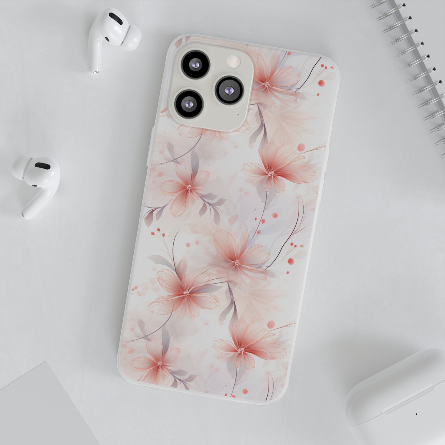 Whispering Petals: Subtle Grey & Pastel Red Gradient Phone Case