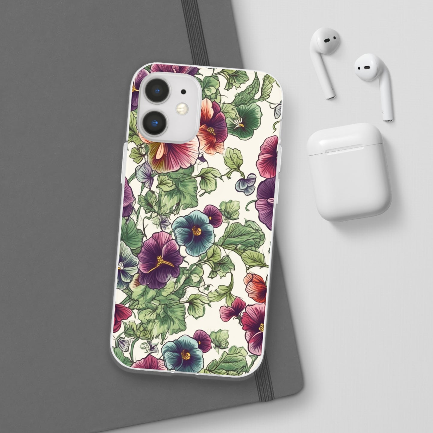 Watercolour Pansy Phone Case - Delicate Floral Elegance - Spring Collection - Flexi Cases Phone Case Pattern Symphony iPhone 12 Mini with gift packaging  