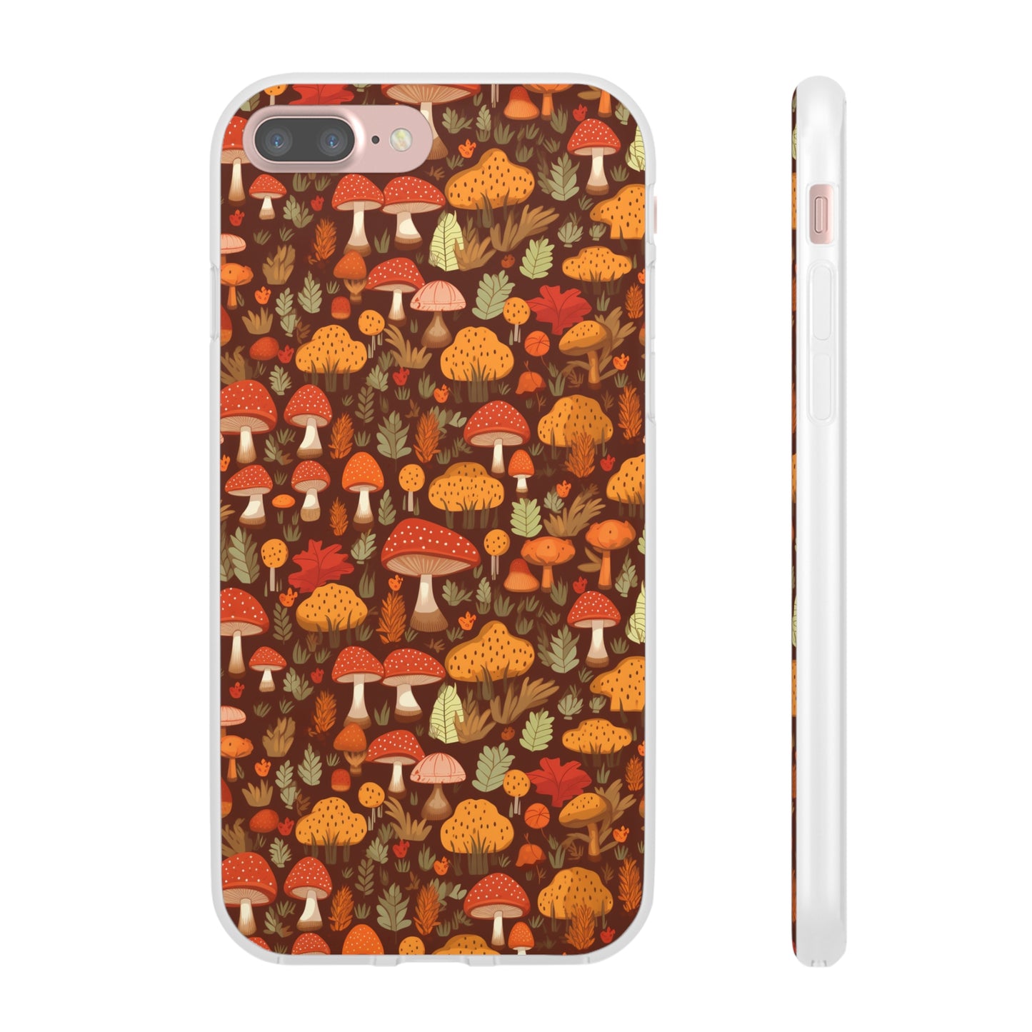 Autumn Spore Wonderland: Enchanting Mushroom and Leaf Designs - Flexible Phone Case