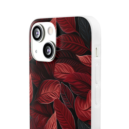 Scarlet Whispers: Lush Autumn Colours in Botanical Bliss - Flexible Phone Case