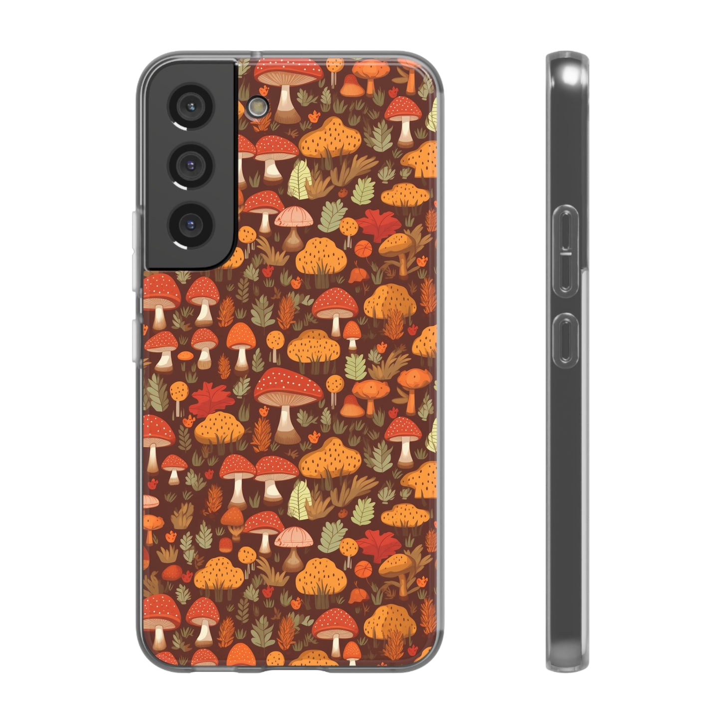 Autumn Spore Wonderland: Enchanting Mushroom and Leaf Designs - Flexible Phone Case