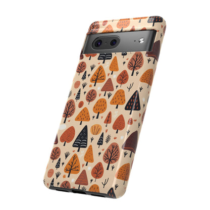 Terracotta Tree Tapestry: A Playful Autumn Mosaic - Tough Phone Case