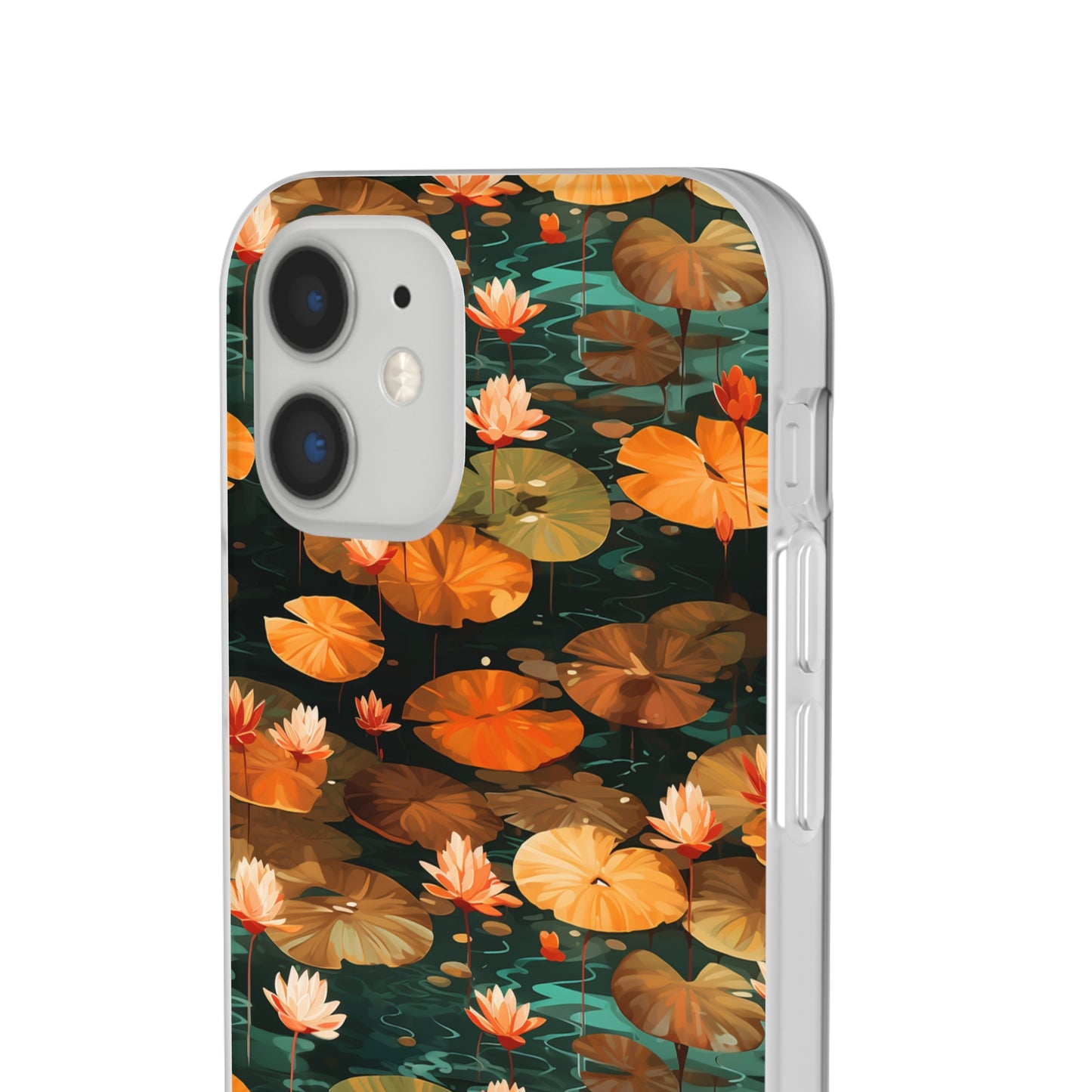 Orange Lotus Whisper: Autumn on the Water - Flexible Phone Case