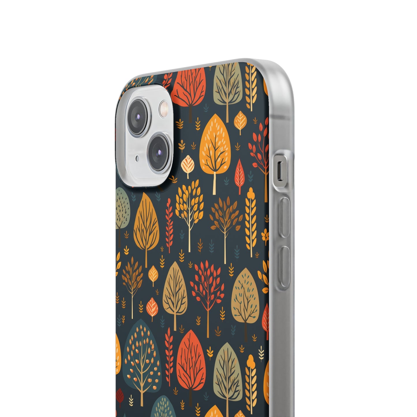 Mid-Century Mosaic: Dappled Leaves and Folk Imagery - Flexible Phone Case