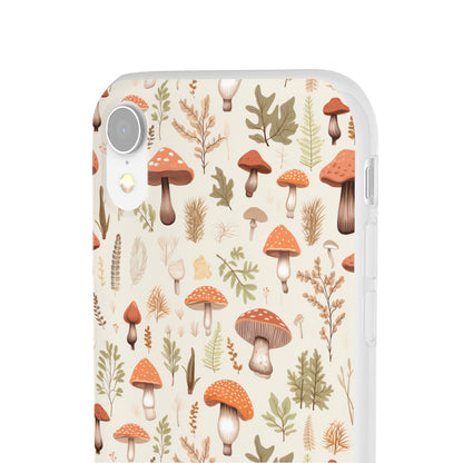 Mushroom Haven - Autumnal Tones Botanical illustration - Flexible Phone Case