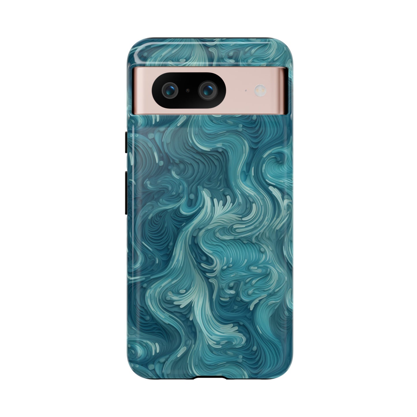 Azure Depths: Layered Blue Topographic Design Tough Phone Case