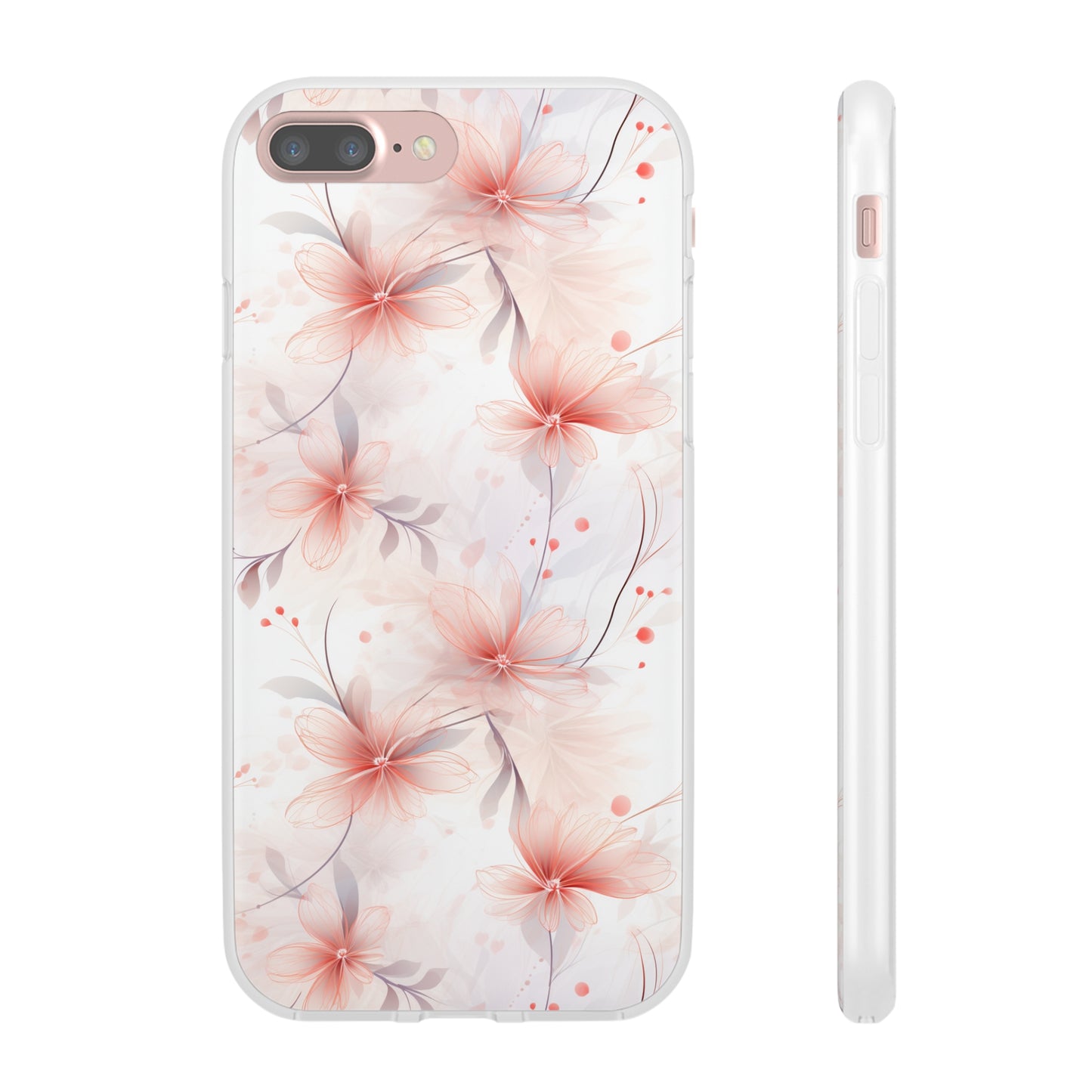 Whispering Petals: Subtle Grey & Pastel Red Gradient Phone Case