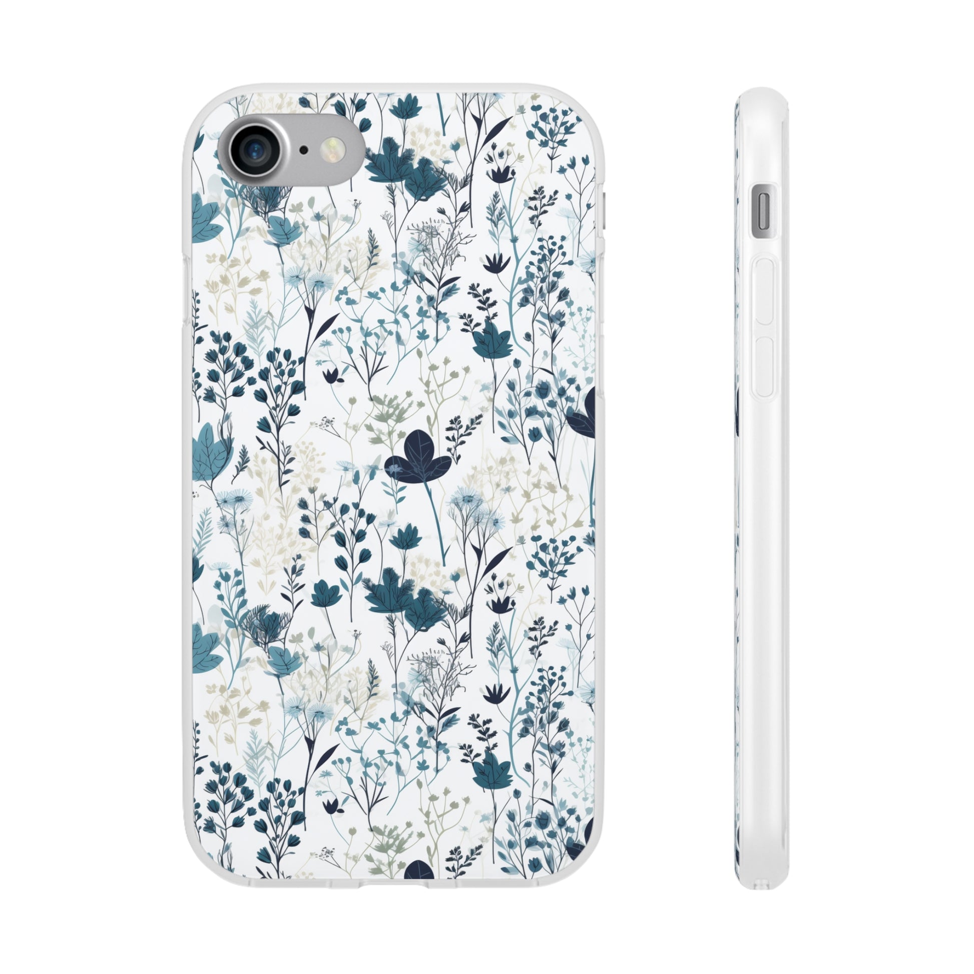 Serene Blue Wildflower Phone Case - Elegant White Background Design - Spring Collection - Flexi Cases Phone Case Pattern Symphony   