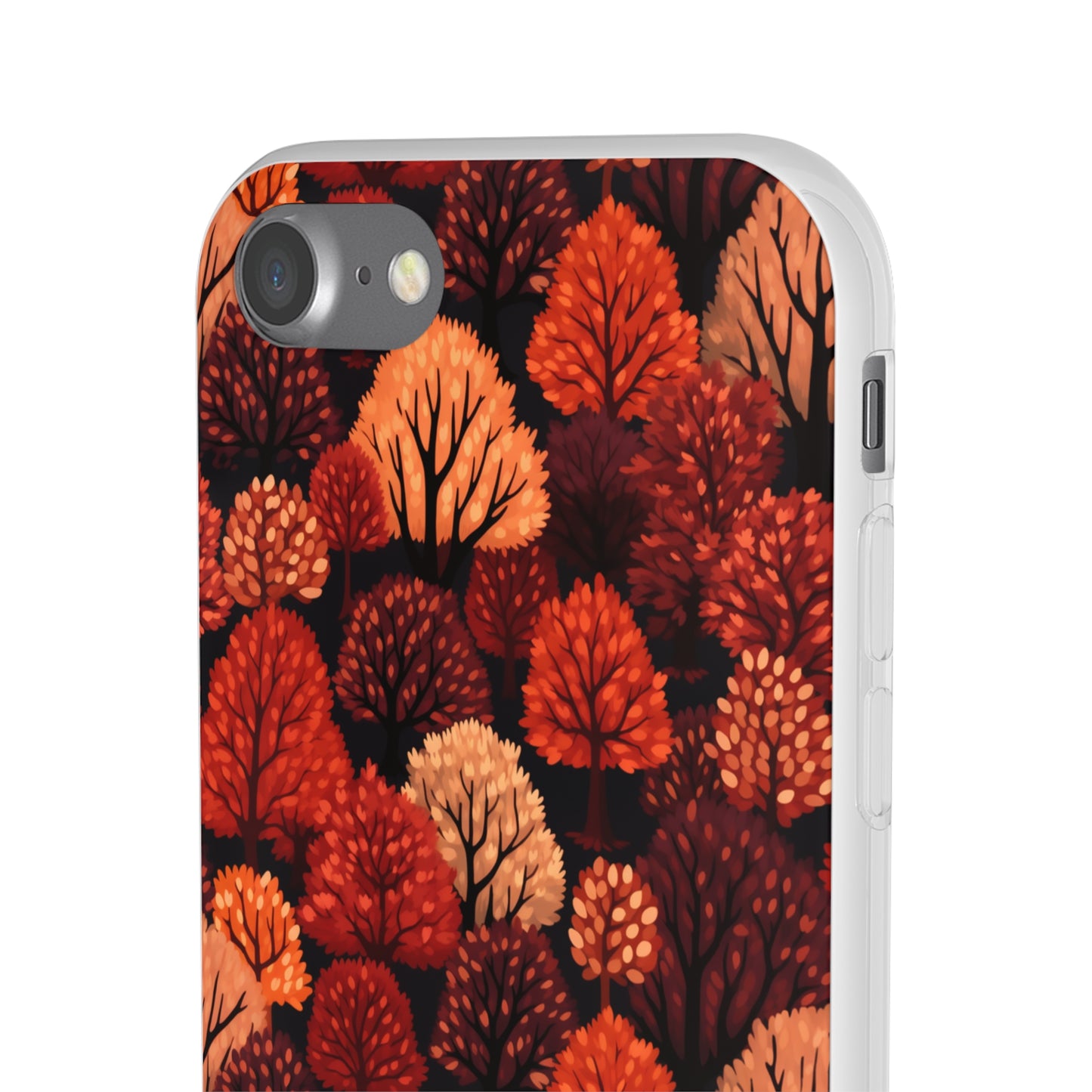 Crimson Forest: Autumn Trees in Vibrant Detail - Flexible Phone Case