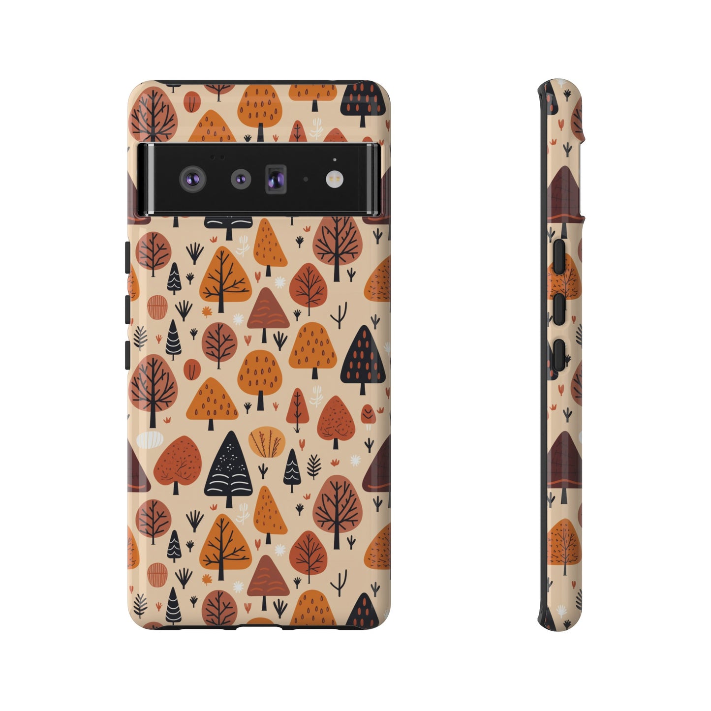 Terracotta Tree Tapestry: A Playful Autumn Mosaic - Tough Phone Case