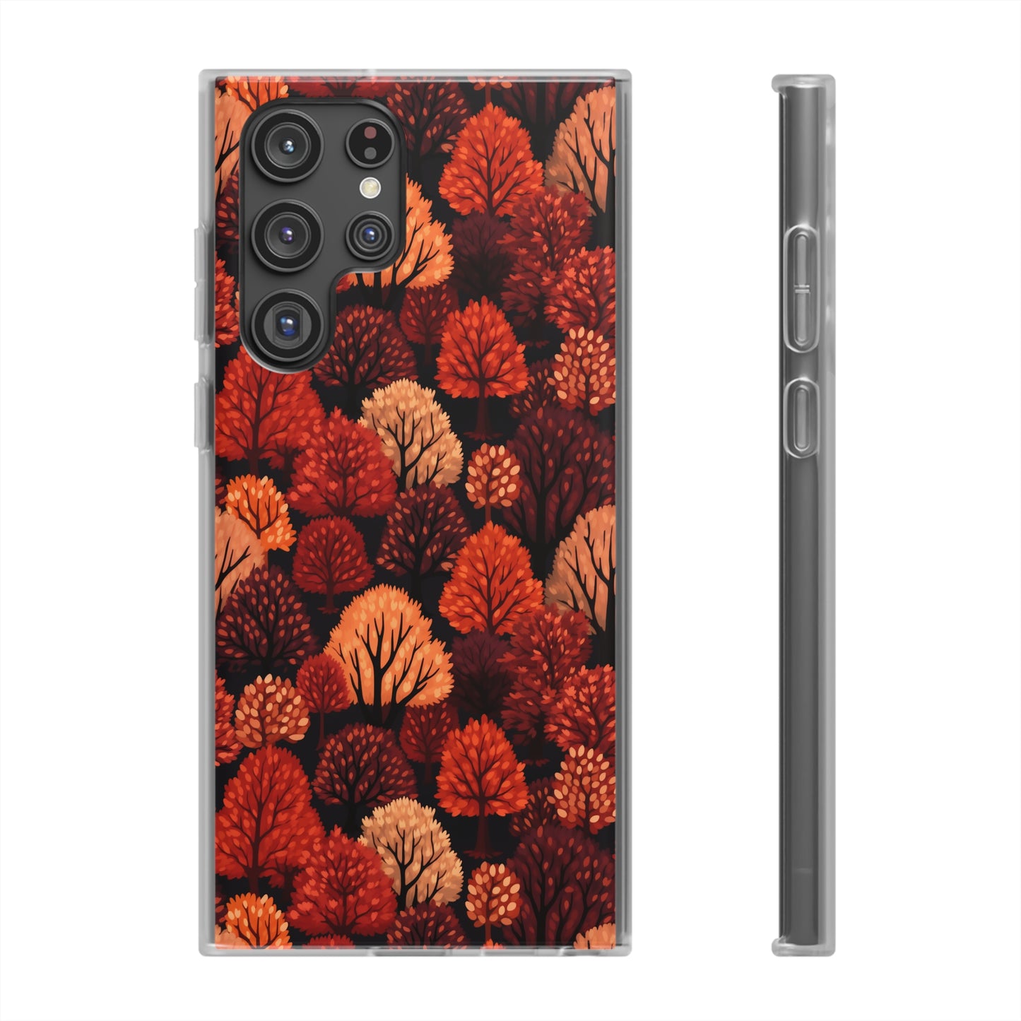 Crimson Forest: Autumn Trees in Vibrant Detail - Flexible Phone Case