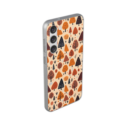 Terracotta Tree Tapestry: A Playful Autumn Mosaic - Flexible Phone Case