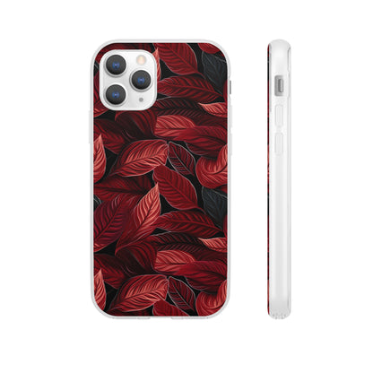 Scarlet Whispers: Lush Autumn Colours in Botanical Bliss - Flexible Phone Case