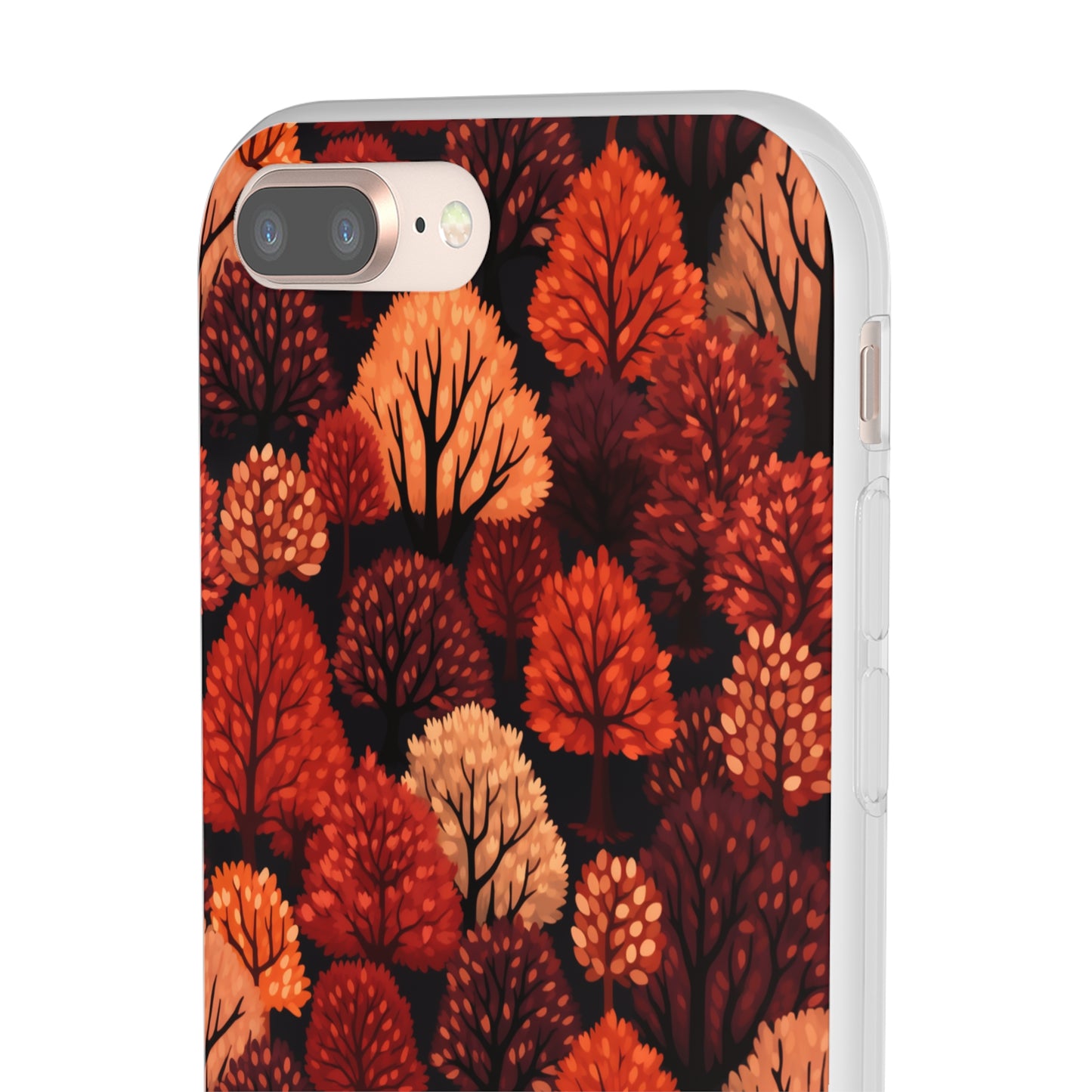 Crimson Forest: Autumn Trees in Vibrant Detail - Flexible Phone Case