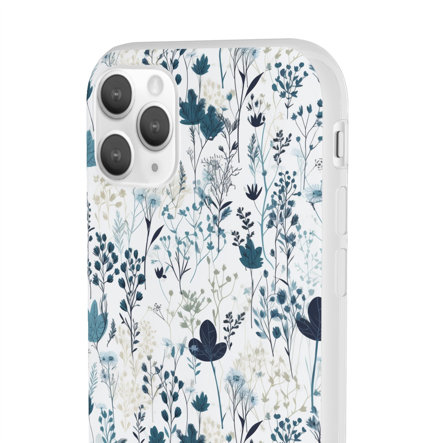 Serene Blue Wildflower Phone Case - Elegant White Background Design - Spring Collection - Flexi Cases Phone Case Pattern Symphony   