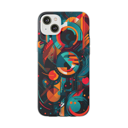 Vibrant Geometric Fusion Phone Case - Bold Squares & Circles Design - Flexi Cases Phone Case Pattern Symphony   