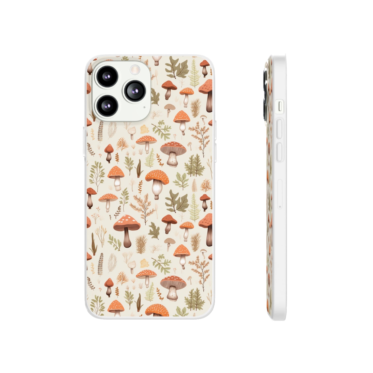 Mushroom Haven - Autumnal Tones Botanical illustration - Flexible Phone Case