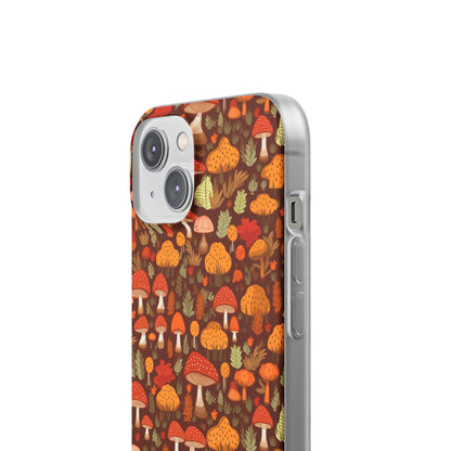 Autumn Spore Wonderland: Enchanting Mushroom and Leaf Designs - Flexible Phone Case