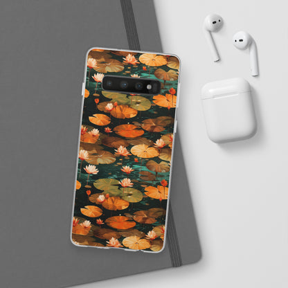 Orange Lotus Whisper: Autumn on the Water - Flexible Phone Case