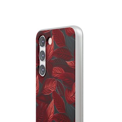 Scarlet Whispers: Lush Autumn Colours in Botanical Bliss - Flexible Phone Case