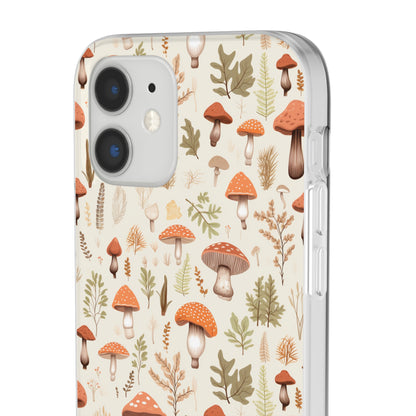 Mushroom Haven - Autumnal Tones Botanical illustration - Flexible Phone Case