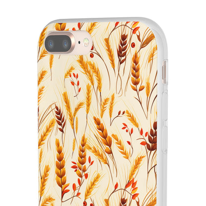 Golden Harvest: An Autumn Collage of Wheat and Berries - Flexible Phone Case