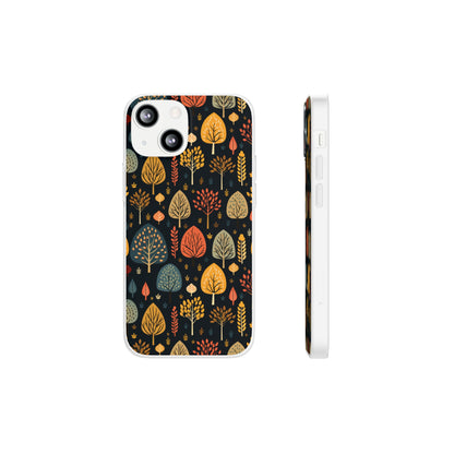 Mid-Century Mosaic: Dappled Leaves and Folk Imagery - Flexible Phone Case