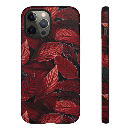 Scarlet Whispers: Lush Autumn Colours in Botanical Bliss - Tough Phone Case