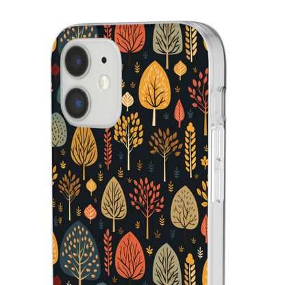 Mid-Century Mosaic: Dappled Leaves and Folk Imagery - Flexible Phone Case