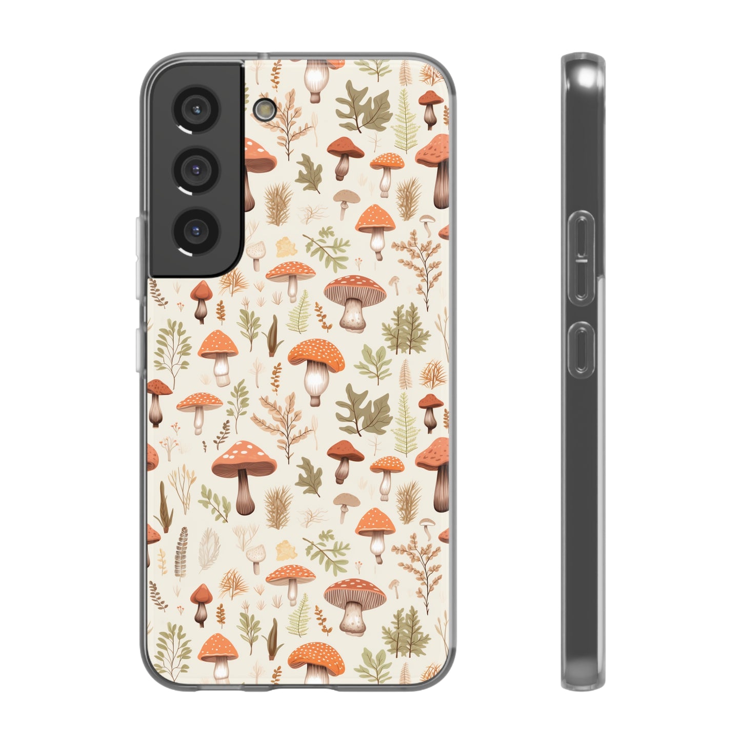 Mushroom Haven - Autumnal Tones Botanical illustration - Flexible Phone Case