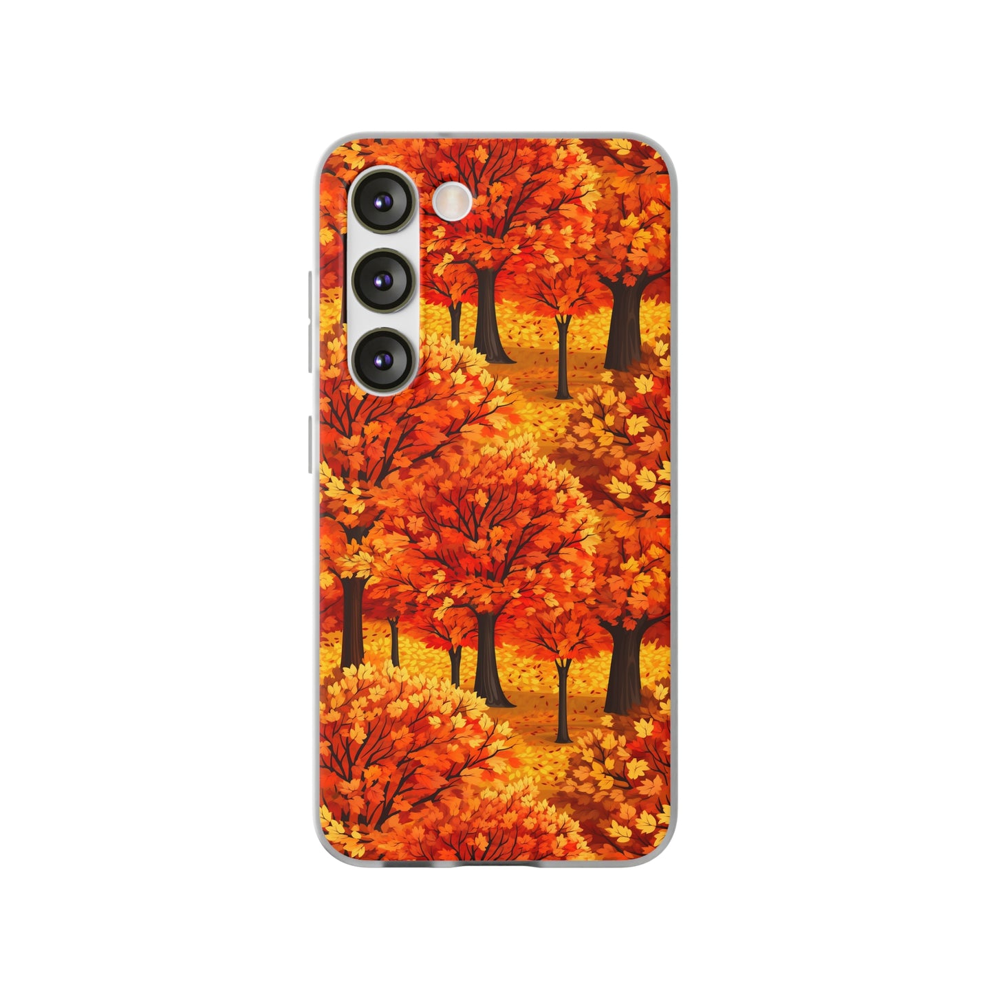 Impasto-Style Woodlands: High-Contrast Autumn Foliage - Flexible Phone Case