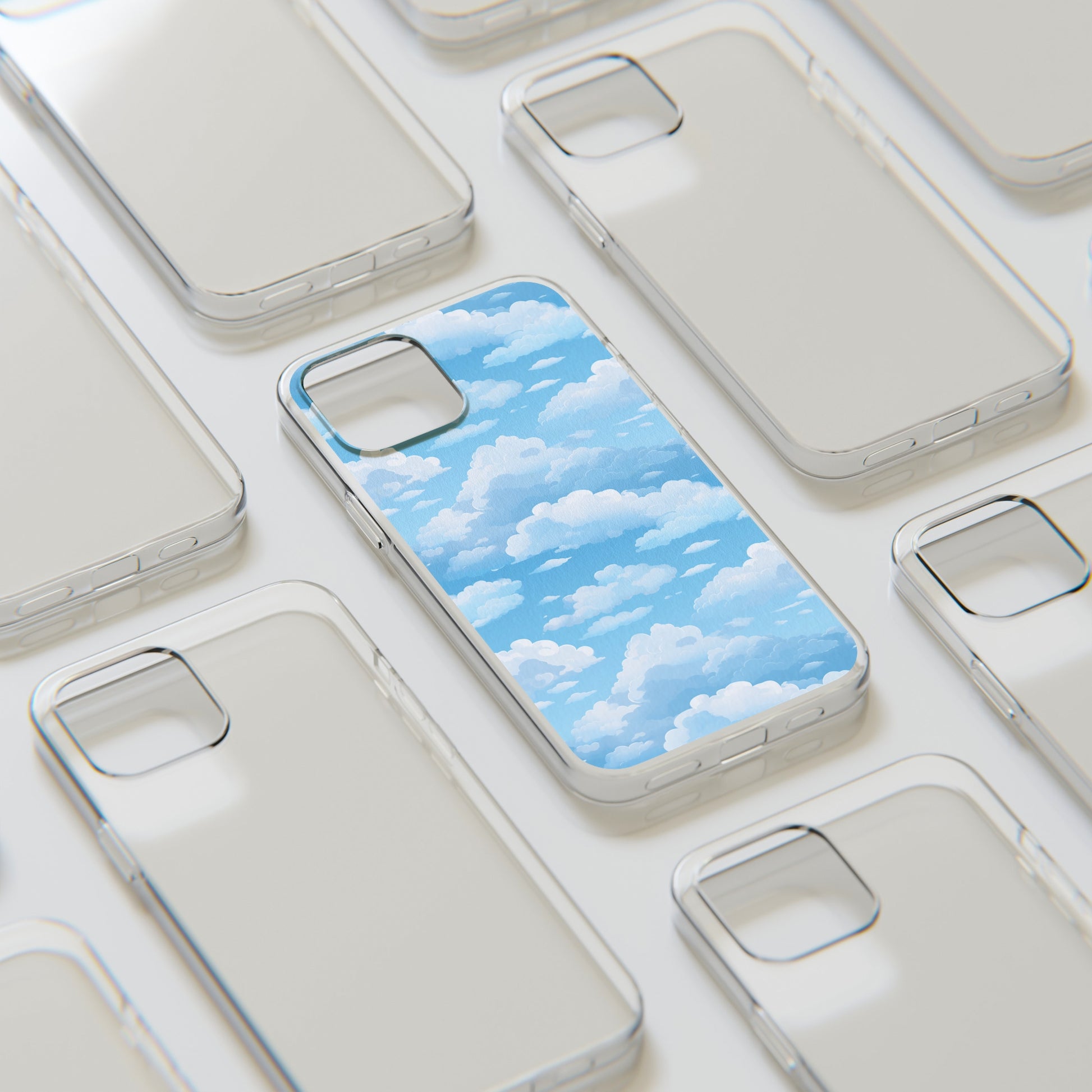 Boundless Azure Horizon - Calm Sky Design Soft Phone Case for IPhone, Samsung, and Google Pixel Phone Case Pattern Symphony   