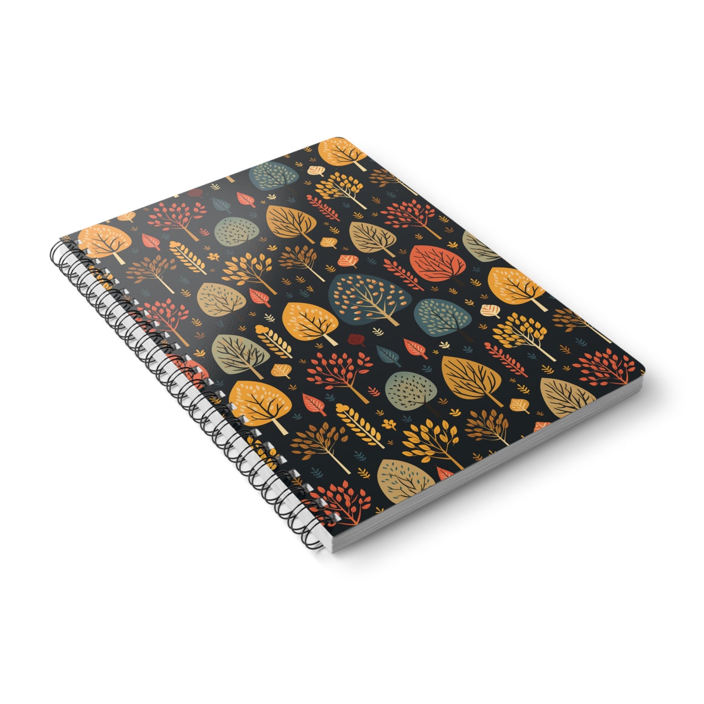 Mid-Century Mosaic: Dappled Leaves and Folk Imagery - Notebook (A5)