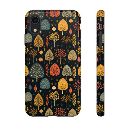 Mid-Century Mosaic: Dappled Leaves and Folk Imagery - Tough Phone Case