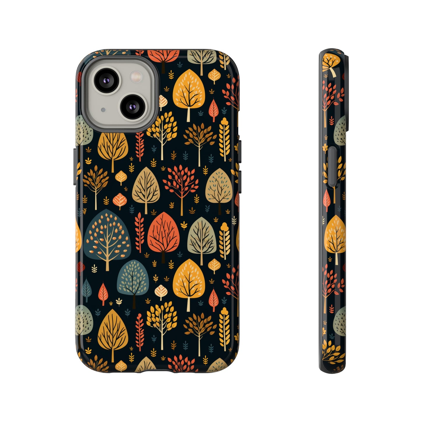 Mid-Century Mosaic: Dappled Leaves and Folk Imagery - Tough Phone Case