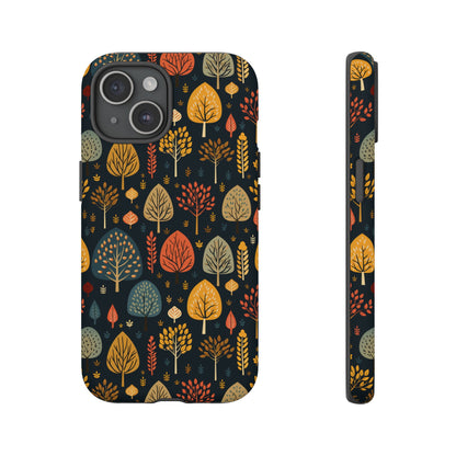 Mid-Century Mosaic: Dappled Leaves and Folk Imagery - Tough Phone Case