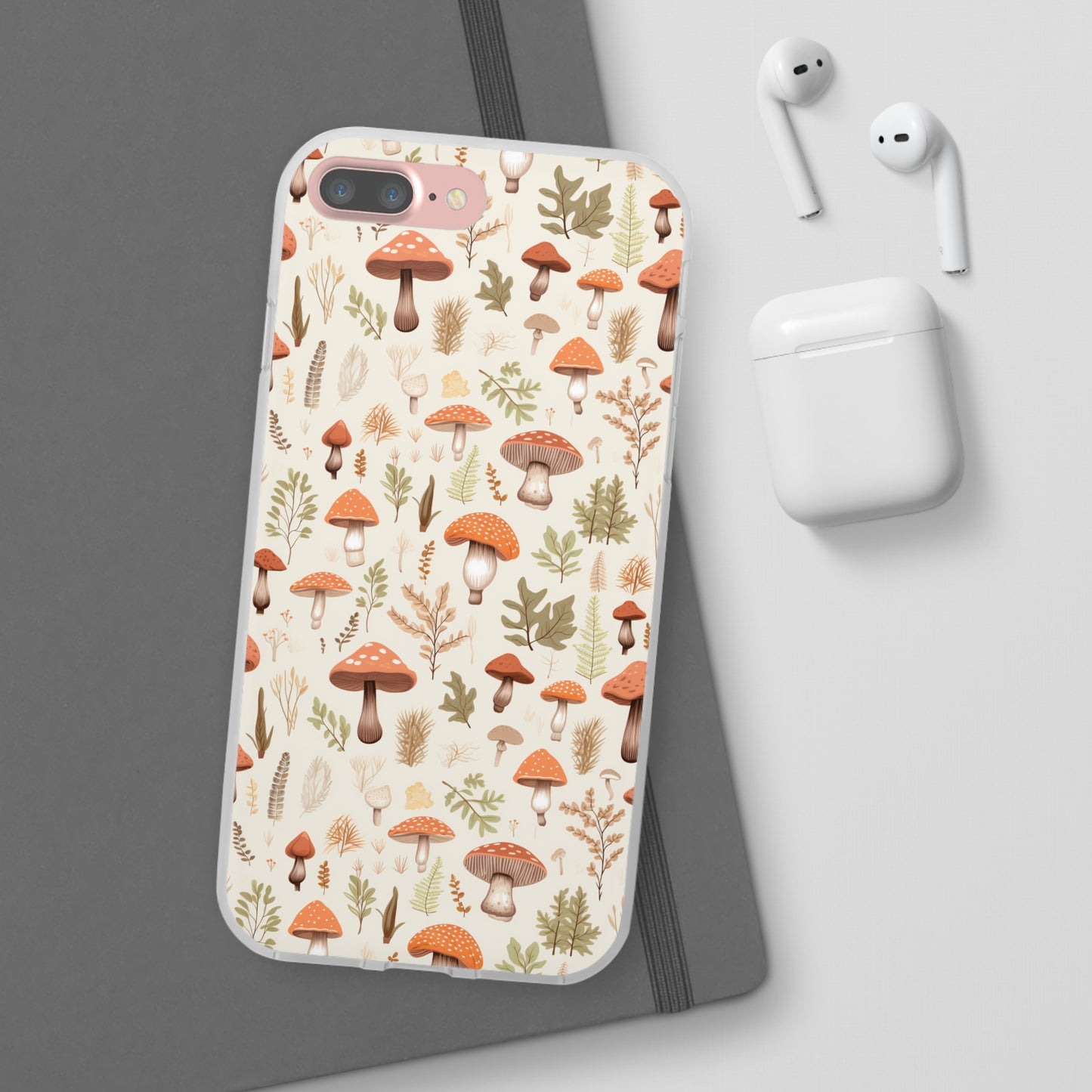 Mushroom Haven - Autumnal Tones Botanical illustration - Flexible Phone Case