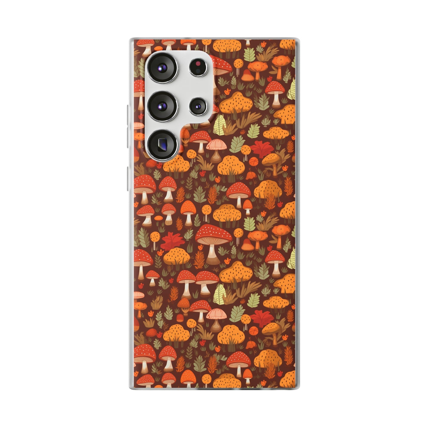 Autumn Spore Wonderland: Enchanting Mushroom and Leaf Designs - Flexible Phone Case