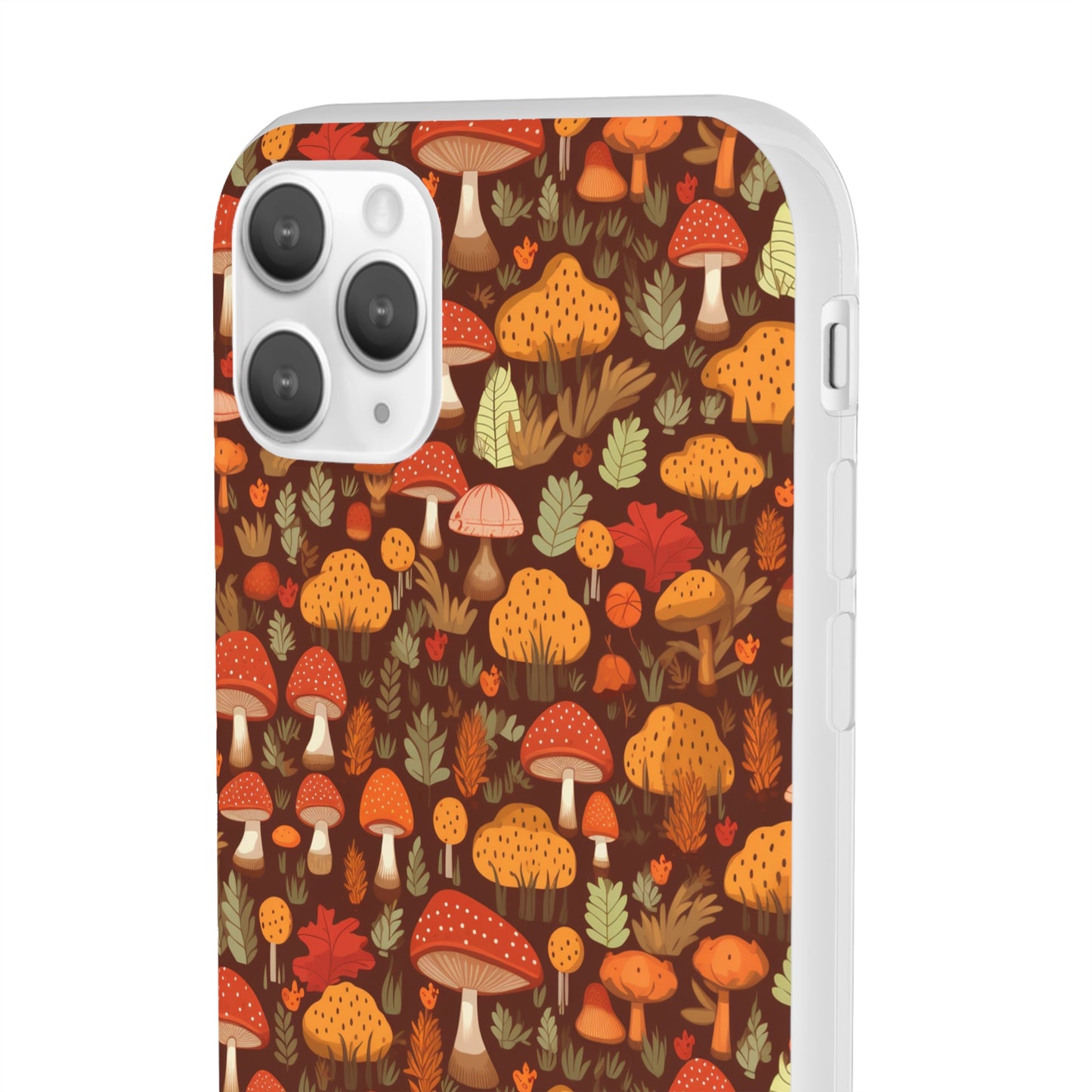 Autumn Spore Wonderland: Enchanting Mushroom and Leaf Designs - Flexible Phone Case