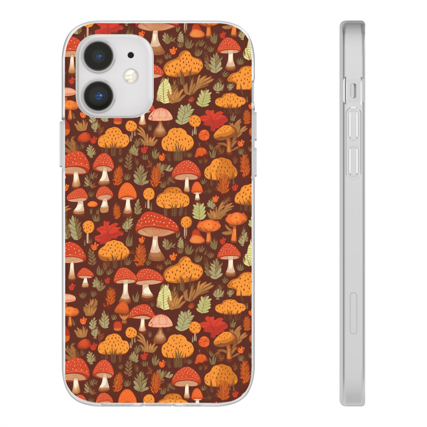 Autumn Spore Wonderland: Enchanting Mushroom and Leaf Designs - Flexible Phone Case