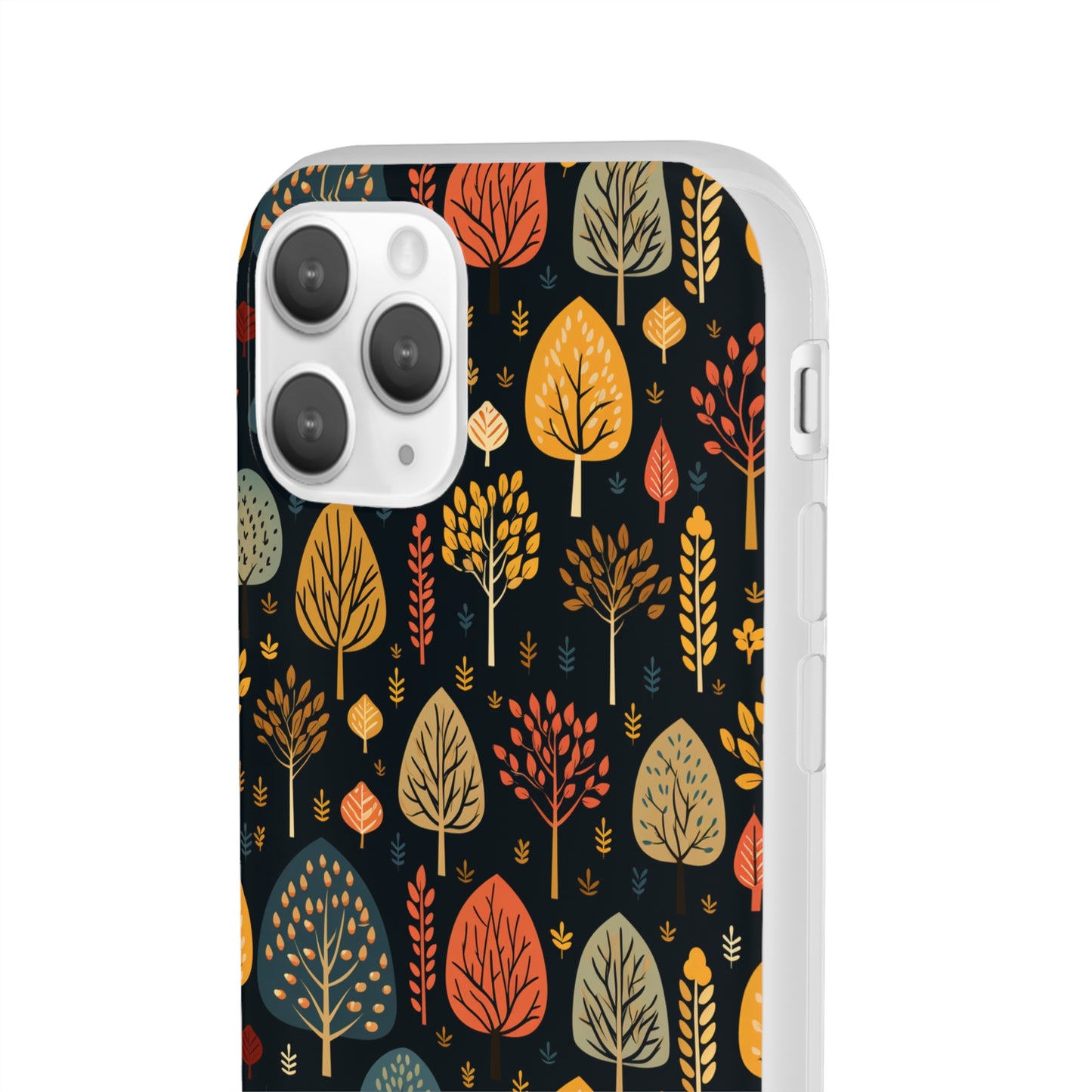 Mid-Century Mosaic: Dappled Leaves and Folk Imagery - Flexible Phone Case