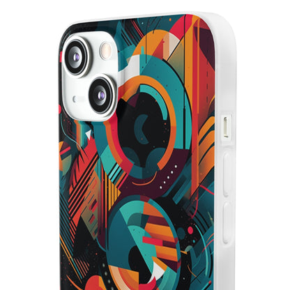 Vibrant Geometric Fusion Phone Case - Bold Squares & Circles Design - Flexi Cases Phone Case Pattern Symphony   