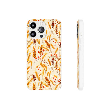 Golden Harvest: An Autumn Collage of Wheat and Berries - Flexible Phone Case