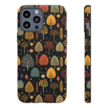 Mid-Century Mosaic: Dappled Leaves and Folk Imagery - Tough Phone Case